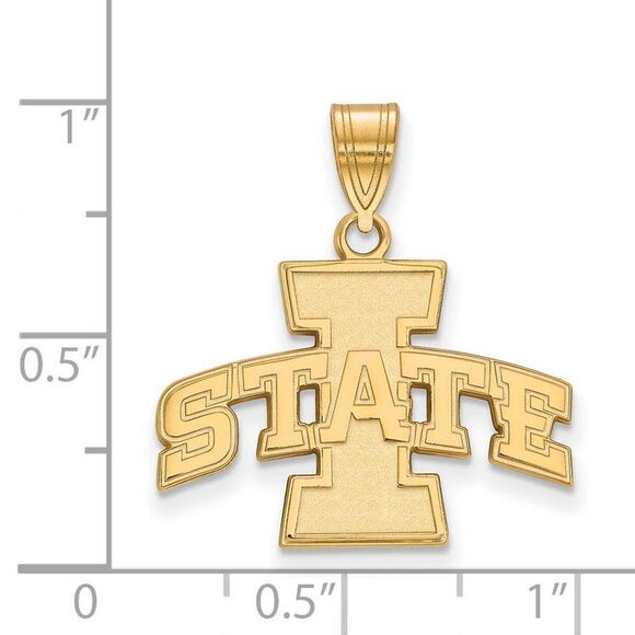 14k Gold Plated Silver Iowa State Medium 'I STATE' Pendant - Picture 2 of 3